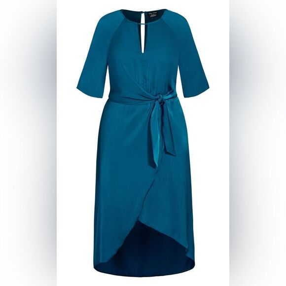 City Chic Sleek Tie Dress BLUE Size 18 - Picture 14 of 14